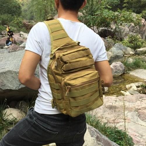 Large Molle Tactical Shoulder Bag Army Camo Military Sling Backpack Crossbody Outdoor Hunting Camping Travel Pack Waterproof