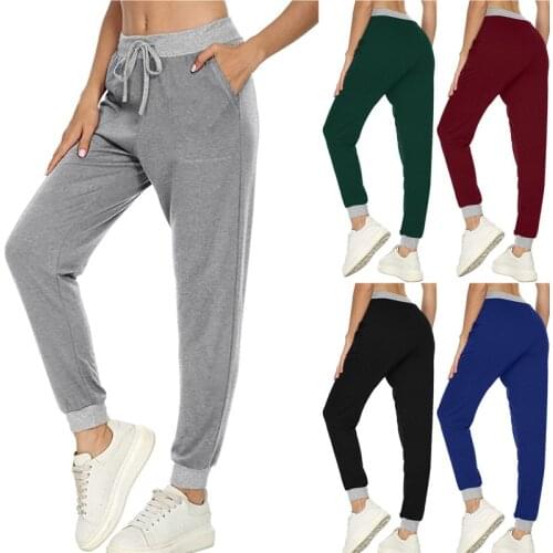 Women pants Black pocket Jogging Sweatpants Women for pants Baggy Sports Pants Jogger High Waist stitching drawstring Trousers