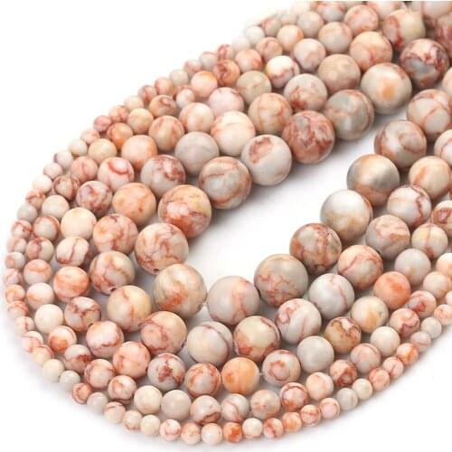 Natural Stone Red Rhodonite Grid Jaspers Round Loose Stone Beads For Jewelry Making DIY Bracelet Accessories 15''4/6/8/10/12mm