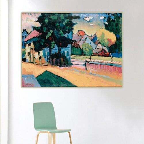 Citon Wassily Kandinsky《View of Murnau》Abstract Canvas Oil Painting Artwork Poster Picture Background Wall Decor Home Decoration