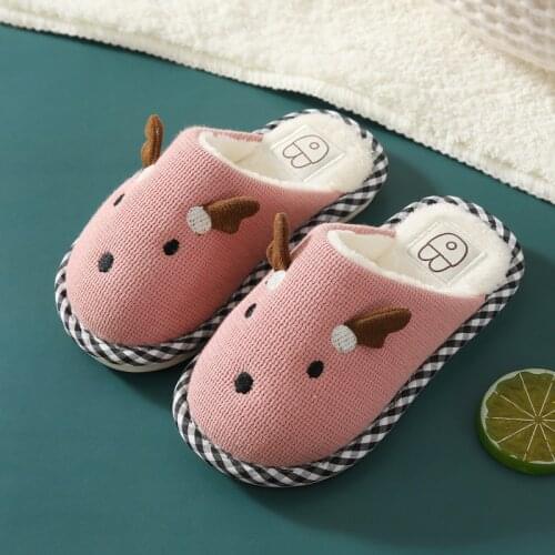 Boys Girls House Slippers Winter Autumn Warm Cotton Cartoon Shoes for Kids Indoor Slippers Cute Soft Home Indoor Anti-kick 24-35