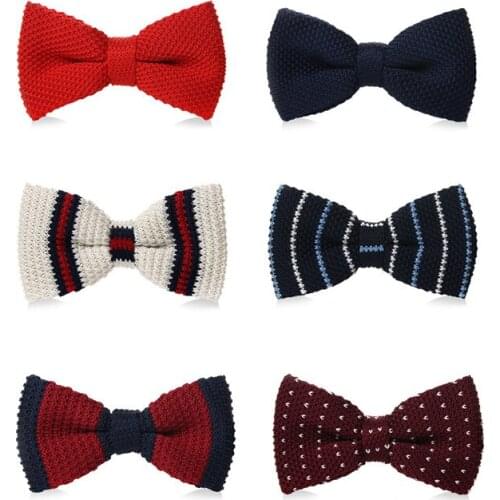 HOOYI Knitted Bow Ties for Men Bowtie Business Necktie Party Gift Butterfly