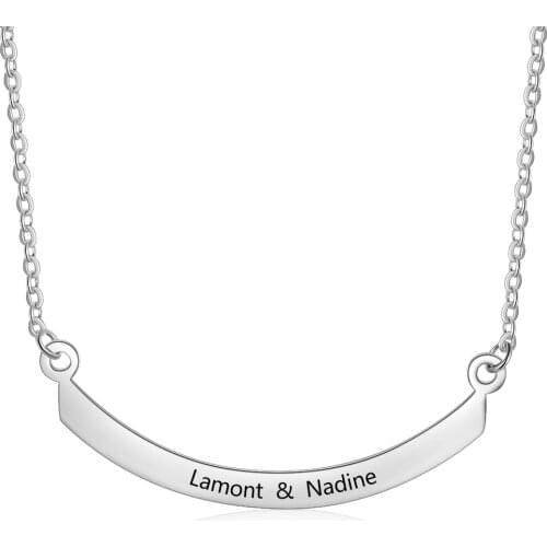 Personalized Name Bar Necklaces Custom Name Plate Necklaces & Pendants Engraved Women Jewelry (NE103170)