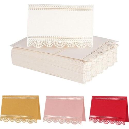 50Pcs 12x9cm Wheel Lace Flower Table Name Card Laser Cut Luxury Place Card Wedding Decoration Party Invite Card Table Decoration