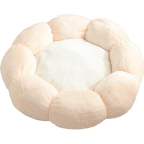Round Flower Cat Winter Warm Plush Cat Litter Pet Nest Pad for All Seasons Improve Pet Sleep Bed for Cats