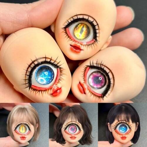 New BJD Doll Head Lovely 1/6 BJD Dolls DIY Makeup One-eyed Baby Head With Colorful Eyes Doll accessories Creativity Gifts