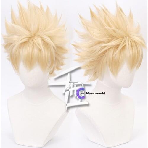 Anime My Hero Academia Baku No Hero Bakugou Katsuki Bakugo Wigs Short Linen Blonde Heat Resistant Cosplay Costume Wig + Wig Cap
