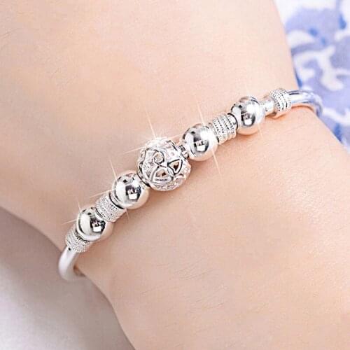 Hollow Transfer Beads/Round Gypsophila/ Silver-plated Bracelet Oval Gold-plated Bracelet Ladies Bracelet Fashion Jewelry