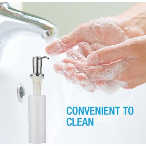 300ML Useful Soap Dispenser Ergonomic Design Easy to Install Stainless Steel Rotating Pump Liquid Soap Container for Kitchen Sin