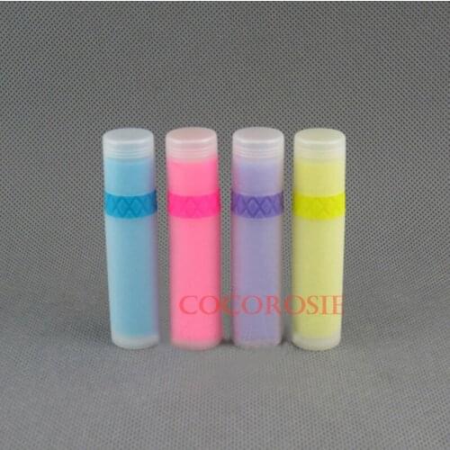 40 pieces/lot) 3g Empty lip balm tube empty cosmetic container Lipstick tube with 4 candy colors Plastic lip balm tubes