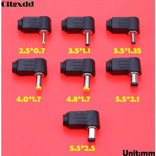 DC Power Plug Jack Adapter Connector Angle 90 Degree Male 5.5*2.5 / 5.5*2.1 / 4.8*1.7 / 4.0*1.7 / 3.5*1.35 / 3.5*1.1 / 2.5*0.7mm