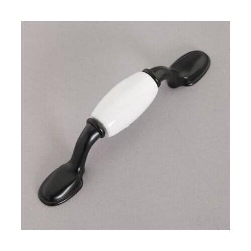 76mm drawer pull knob handle white ceramic kitchen cabinet handle knobs black dresser cupboard furniture pulls handles knobs 3"