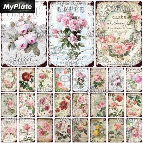 Garden Flowers Vintage Metal Sign Tin Sign Vintage Decoration Plaque Home Wall Decor Bar Sign Home Decor Rose Poster Custom