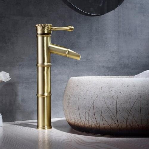 Basin Faucet Antique Brass Carved Brass Faucet Hot and Cold Water Sink Faucet Mixer Kitchen Tap Bathroom Faucet Lavatory Mixer
