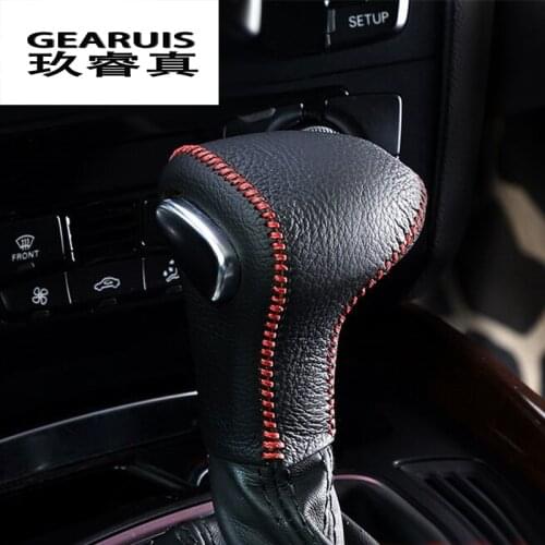 Car styling Geniune Leather First Layer Cowhide Car Gear Shift Knob Cover Level Head Sheath For Audi A3 A4 B8 A5 A6 A7 Q3 Q5 Q7