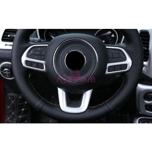 Car Styling Carbon Fiber Red Color Steering Wheel Cover Trim Overlay Panel 2016-2018 For Jeep Renegade Accessories