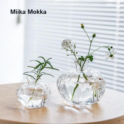 Glass Vases Pomegranate House Shape Flower Pot Basket Bottles Decoration Home Nordic Clear Hydroponic Small Bottles
