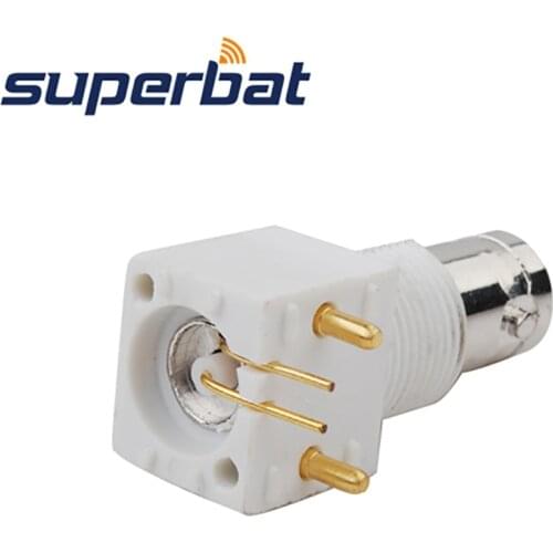 Superbat 10pcs BNC Commercial through hole Jack Right Angle PCB Mount Connector