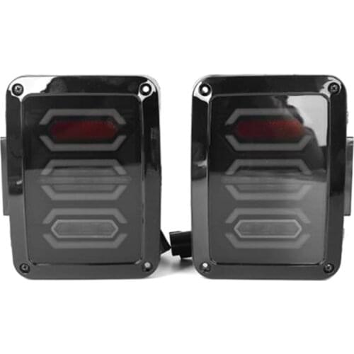 LED Tail Light Smoke Lens Brake Rear Reverse Turn Signal Lamp Pair for Jeep Wrangler Car Taillight Reversing Brake Light
