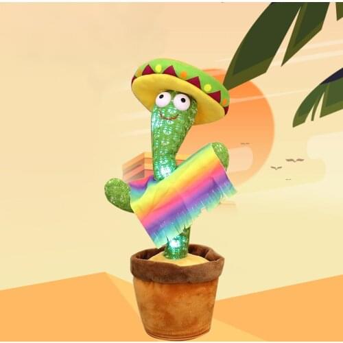 Dancing Cactus Talking Plush Toy USB Charging Shake Cactus Funny Educational Doll Sing Speak Repeat 120 Songs Music Kids Gift