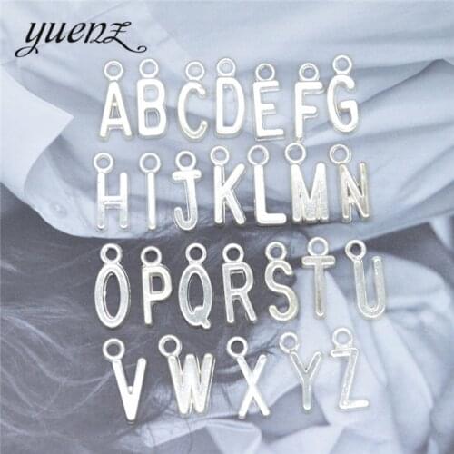 YuenZ 20pcs Alphabet Letter Silver color Charms Jewelry Handmade Pendants Jewelry Making Handmade DIY Bracelet 15*10mm S109