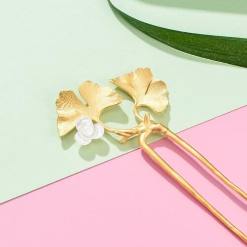 Golden Plating 925 Sterling Silver Hair Fork Ginkgo Leaf Shell Hairpin Women Luxury Jewelry Miao Handmade Gift Vegetarian