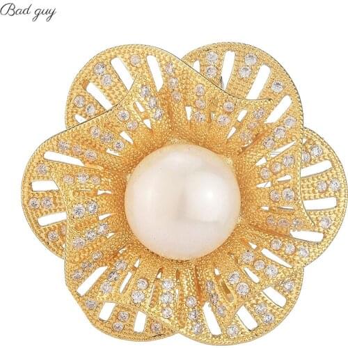 Bad Guy Zircon Brooch Pin for Womens Fashion Gold Flower Brooch Jewelry Clothes Scarf Buckle Garment Accessories Fine Jewelry