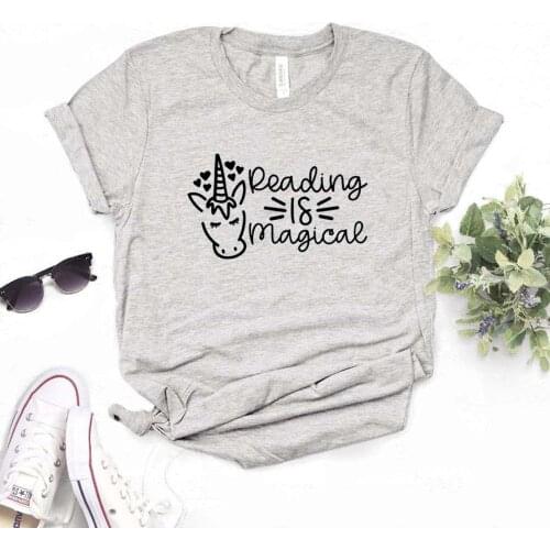 Reading Is Magical unicorn Print Women Tshirts Cotton Casual Funny t Shirt For Lady Yong Girl Top Tee NA-984