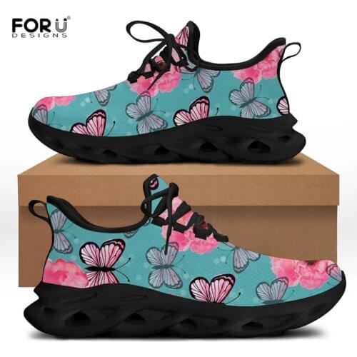 FORUDESIGNS 3D Butterfly Printed Women Casual Breath Flats Fashion Beach Walking Sneakers for Female Custom Design Zapatos Mujer