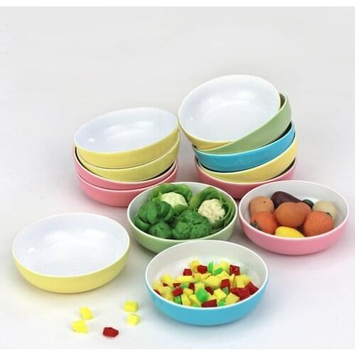 1pcs Candy Colors Miniature Dollhouse 1/12 Scale Nordic Soup Rice Plate Doll House Furniture Decoration Accessories