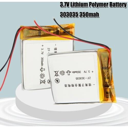 303035 3.7v 350mAh Lithium Ion Li-polymer Battery PCM Protected Selfie Stick Driving Recorder Locator Radio Lipo Bateria
