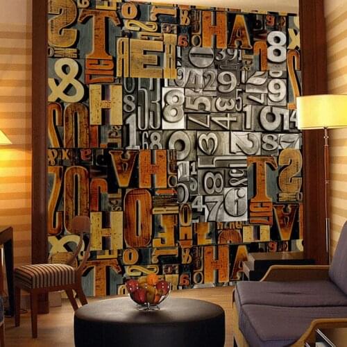 Benyue Customized Size 3D Retro Text Mural Fashion Personality Modern ExquisiteBackground Wallpaper Suitable For Cafes And Bars