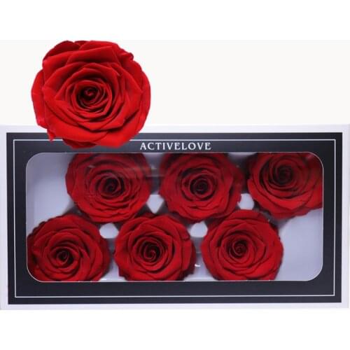 6pcs 5-6cm Diameter Forever Eternal Rose Artificielle Kunstbloemen Preserved Flowers Gift Box Diy Wedding Material Deco Mariage