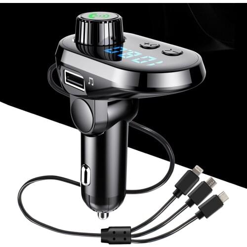 Q15 Car MP3 Player Bluetooth Kit FM Transmitter Receiver LCD Display Car Charger+Data Charging Cable Hands-Free Car Kits Charger