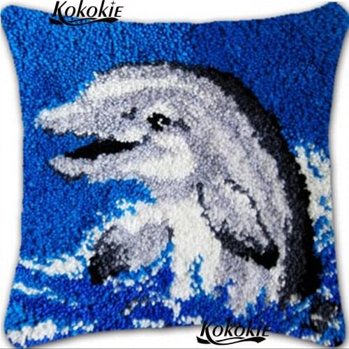 Decorative cushion embroidery printed Unfinished Crocheting Rug Kits Yarn Pillowcase cross stitch kits latch hook rug carpet