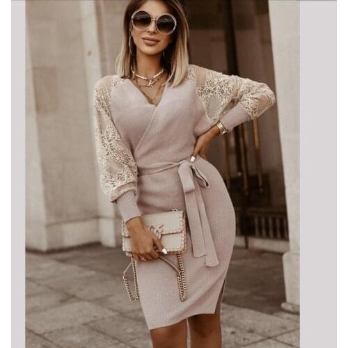 Модные трикотажные платья EHNSYZYU China At AliExpress