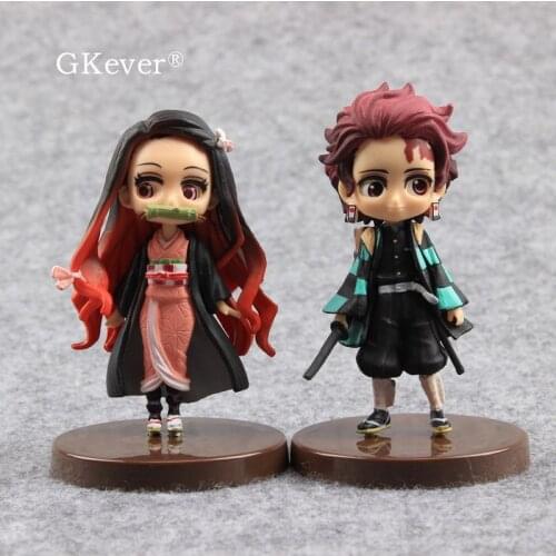 2 pcs/set 7 cm Demon Slayer Kamado Tanjirou Kamado Nezuko Action Figures Toys Collectible Model Home Car Wedding Party Decor