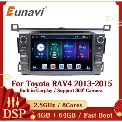 Eunavi DSP 4G 64G Android 10 Car Radio Multimedia Player For Toyota RAV4 RAV 4 2013 2014 2015 GPS Navigation 8inch Screen DVD