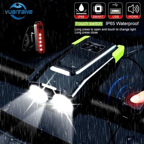 4000mAh Smart Induction Bicycle Front Light USB Rechargeable Headlight With Horn 15000 Lumens LED Bike Lamp Cycle bike Light