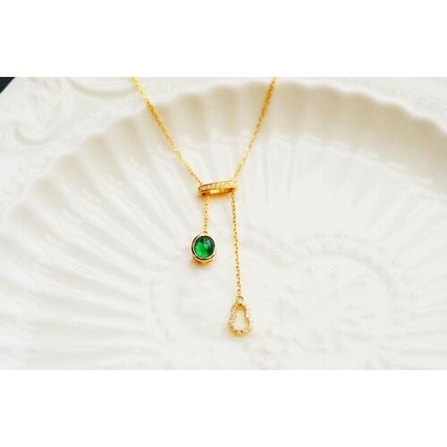 JHY Solid 18K Yellow Gold Nature Green Emerald Gemstones Pendants Necklaces for Women Fine Jewelry for Women Gifts