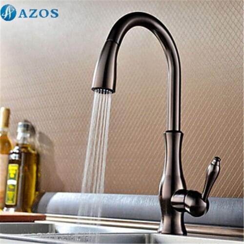 Kitchen Sink Faucets Rotatable Hose Pull Out Down Spray Oil Rubbed Bronze Brass Deck Mounted Waterfall Mixers Furnitures CFLT227