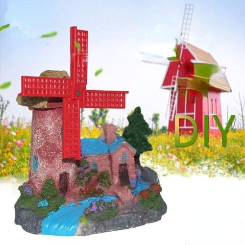 Fish tank landscaping stone rotating windmill water wheel resin simulation rockery aquarium decoration fish tank accessories