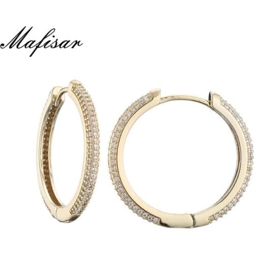 Mafisar 2021 Trendy Copper Zircon Hoop Earrings For Women Girls Big Circle Rainbow Jewelry Best Party Wedding Christmas Gift