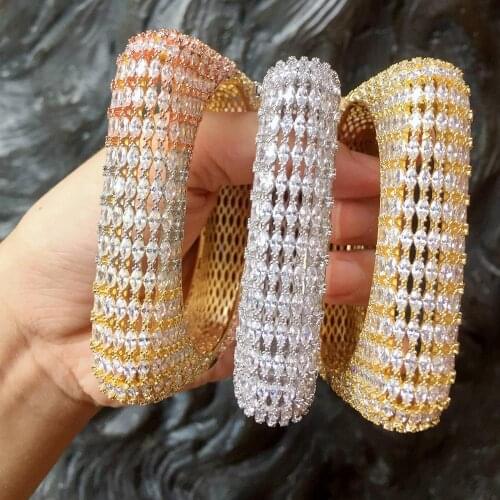 ModemAngel Fashion Luxury Super Flowers AAA Cubic Zirconia Party Engagement Width Bracelet Bangle And Ring Set For Women