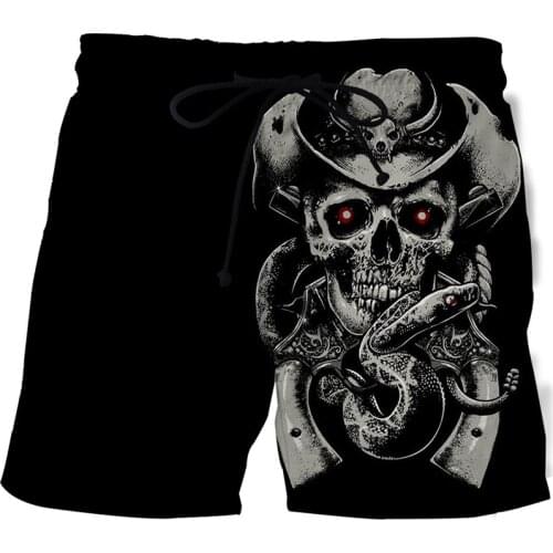3D printing mens skull cool print beach shorts breathable hip-hop shorts Bermuda shorts summer street style 2021 new clothing