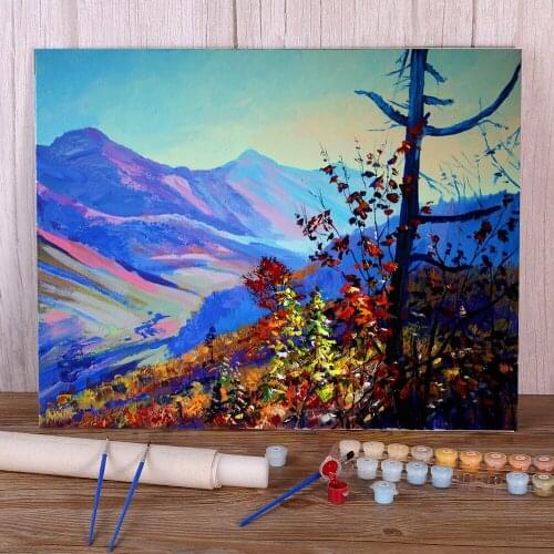 Landscape Autumn Morning Paint By Numbers Kit Acrylic Paints 50*70 Canvas Painting Wall Paintings For Handiwork
