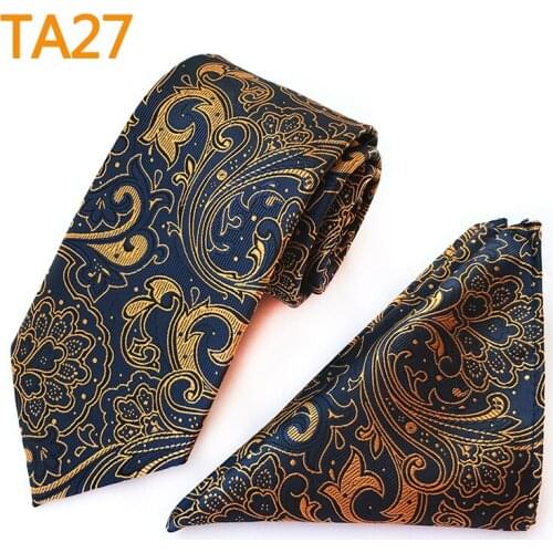 Mens Ties Set Jacquard Woven Floral Necktie Pocket Square Sets