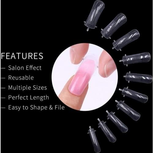 Y1UF 100pcs False Nail Forms Extension UV LED Builder Clamps Reusable Assitant Nails Clip Brush Set DIY Craft Manicure Tool