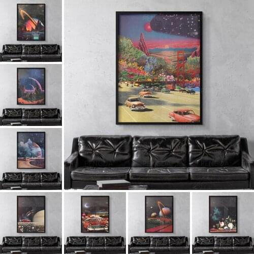 Canvas Wall Art Home White Moon Black Ball Night Decorative HD Printed Poster Painting Modern Modular No Frame For Living Room