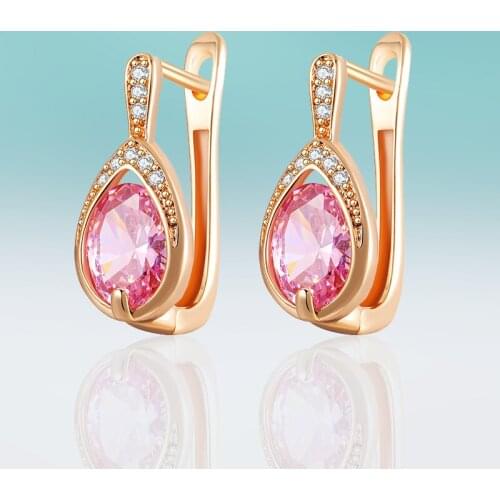 New Classic Small Water Drop Mosaic MultiColor Cubic Zirconia Stud Earrings for Women Jewelry Wedding Party Gifts High Quality